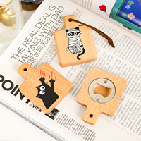 Ouvre-bouteille magnétique en bois massif avec logo personnalisé, motif patte de chat créative, portable et multifonctionnel