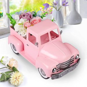 Jardinière en métal en forme de camion, décoration de Noël vintage style ferme, autre décoration d'intérieur, décor de camion rose vintage - Product Image 4