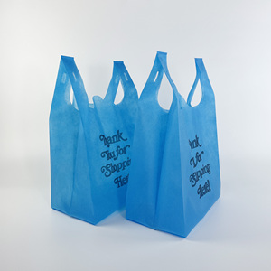 Sac de courses en tissu non tissé pour bouteilles / Sac non tissé type T-shirt à bas prix / Sac non tissé imprimé jetable - Product Image 3
