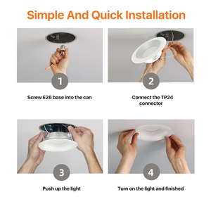 4 Inches Dimmable E26 <strong>LED</strong> <strong>Downlight</strong> Baffle Trim Lighting North America&amp;Canada Ceiling Light 9w Recessed Retrofit Kit - Product Image 3