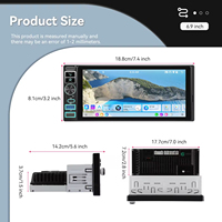 Podofo Single Din 6.9'' Audio Mobil Android 2+64G 2 Din Radio Mobil Android Wireless Carplay/Android Auto GPS Pengisian Daya USB Tipe-C