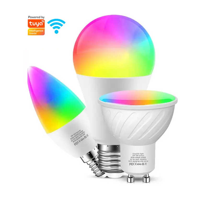 RSH Smart Home Alexa Google Voice Control Lamp GU10 E14 B22 E26 E27 Tuya WiFi LED Smart Light Bulbs with 5W 7W 9W 10W