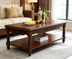 Mesa de Centro de Madera Tradicional con Estante de Almacenamiento, Muebles para Sala de Estar - Product Image 5