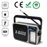 Radio portable compacte AM/FM à 4 bandes avec logo personnalisé, moule privé, batterie rechargeable intégrée, haut-parleur intégré, certifiée CE, vente en gros
