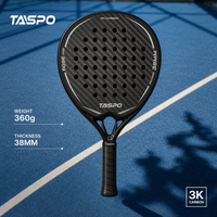 Fabricant OEM ODM, pagaie de padel en fibre de carbone 12K sablée, forme de larme, polyvalente, professionnelle, légère, 38 mm, 360 g