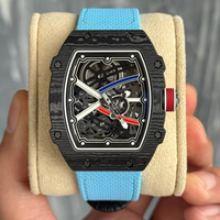 Montre mécanique de luxe pour homme, ultra-fine, série 6702, boîtier en fibre de carbone et céramique, mouvement chronographe de précision, forme tonneau