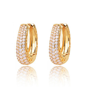 Pendientes de Diamantes, Aro de Oro, Corte Brillante Redondo, para Uso Diario de Mujeres - Product Image 1
