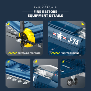 Ww2 American Air Force F4u Corsair Fighter Jet avión escala modelo Kit avión modelo bloques de construcción juguetes educativos niños - Product Image 3