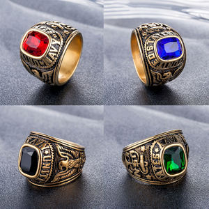 Anneaux turcs en acier inoxydable Victory de United State Group avec émeraude et strass - Product Image 2