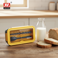 Boîtes à repas Haixin 1100 ML à 2 compartiments, boîtes à lunch en plastique Bento avec cuillère et baguettes pour adultes, enfants et adolescents