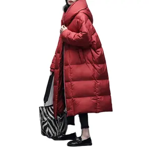 겨울 기모 두꺼운 90 화이트 오리 다운 재킷 여자의 느슨한 대형 광택 빨 방풍 코트