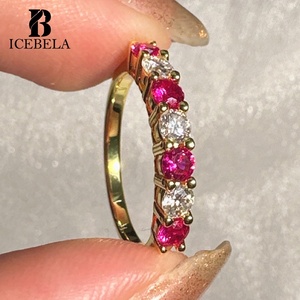 Eleganti Anelli in Argento Sterling 925 Placcato Oro 18K con Design della Settima Principessa, Rubino, Zaffiro, Smeraldo e Moissanite per Donne - Product Image 3