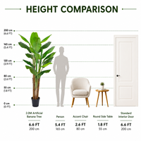 Arbre bananier artificiel 200 cm en PE, toucher naturel, résistant aux UV, écologique, palmier du voyageur, pour anniversaire, Pâques, intérieur et extérieur