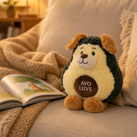 Ensemble de jouets en peluche avocat mignons, animaux en peluche 3D Kawaii, poupées douces en coton PP, chien, ours, lapin, décoration de chambre, cadeau