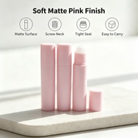 Flacon roll-on vide en PP rose mat personnalisé pour crème contour des yeux, huile parfumée, senteurs de créateur, déodorant en plastique avec bille roulante