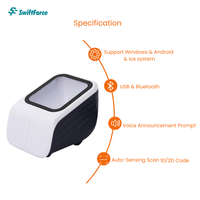 Escáner de Códigos de Barras Bluetooth y USB 1D 2D QR, Omnidireccional, Versátil, Manos Libres, para Pagos en Punto de Venta