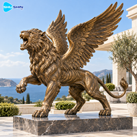 Sculpture de tigre ailé majestueux en bronze, moulée à la cire perdue, en laiton et cuivre, statue de gardien personnalisée pour hôtel, place publique, jardin, cour.
