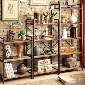 Estantería <span class=keywords><strong>de</strong></span> madera maciza <span class=keywords><strong>de</strong></span> hierro forjado para Loft <span class=keywords><strong>de</strong></span> estilo americano, estantería <span class=keywords><strong>de</strong></span> exhibición <span class=keywords><strong>de</strong></span> tubería Feng Shui Industrial Vintage, estantería creativa - Product Image 2
