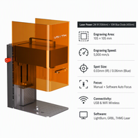 Máquina de Grabado Láser Dual de Diodo IR de 2W y 10W para Metal y Madera, 105x105mm, Portátil, de Escritorio, con WiFi y Lightburn para Joyería
