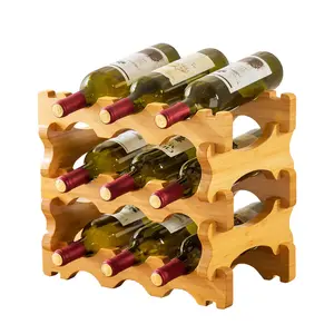 Wholesale Modern bambu Wine Rack 2/3/4layers liquor rack Wine Shelf Kitchen Furniture