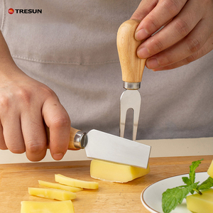 Ensemble de couteaux à fromage outils à fromage ensemble de couteaux à fourchette en acier inoxydable de luxe manche en céramique manche en bois Mini ensemble de couteaux à fromage - Product Image 2