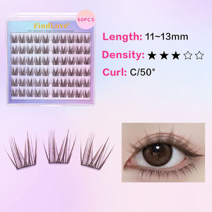 Cils synthétiques auto-adhésifs série 6 lignes flocons fins réutilisables grappes de cils à presser sans colle cils pré-collés - Product Image 2