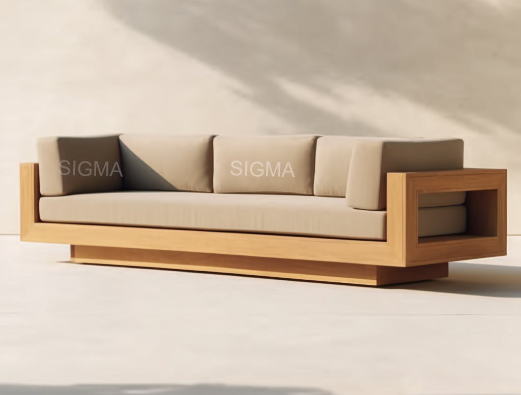 Luxury Waterproof Garden Sofas Solid Teak Outdoor Furniture With Cushions