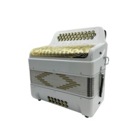 Accordéon diatonique JB3412D OEM 34 boutons 12 basses 5 registres Corps blanc brillant Grille dorée Boutons dorés