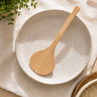 Spatule en bois à long manche 32 cm, spatule de cuisine pour frire et cuire au four, ustensile de cuisine réutilisable en bambou naturel