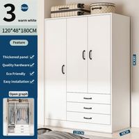 Armoire de chambre multi-styles en bois, style nordique moderne, meuble de rangement pour vêtements, placard de chambre en MDF recouvert de PVC
