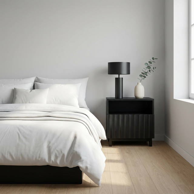 Modern Minimalist Style Wooden Panel Nightstand with Luxury Cabinet Storage Rack Customizable Small Home Bedroom Furniture
