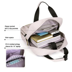14" Waterproof Eco-Friendly Polyester <b>Laptop</b> <b>Backpack</b> Arcuate Shoulder Strap 180 Degree Zipper Open Airbag Protection Unisex - Product Image 4
