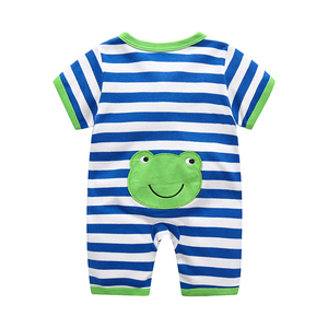 Combinaison d'été une pièce à manches courtes pour nouveau-nés, robe décontractée en gaze pour bébé, combinaison à boutons motif dessin animé, tricotée, pour ramper, sac de couchage pour bébé - Product Image 5