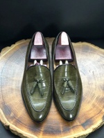 Mocassins Homme Cie ML06 à Glands en Cuir de Veau Gaufré Croco, Faits à la Main de Haute Qualité, Couleurs Peintes à la Main, Chaussures Décontractées et de Mariage
