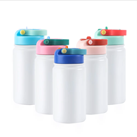 Gobelet DIY en acier inoxydable pour enfants avec couvercle de paille Sublimation Sippy Bouteille d'eau Thermos conique droit pour isolation chaude