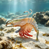 Modèles d'ornements réalistes en PVC massif de crevettes, homards, crevettes tigrées, homards de Boston, et assemblages de créatures marines, best-sellers transfrontaliers