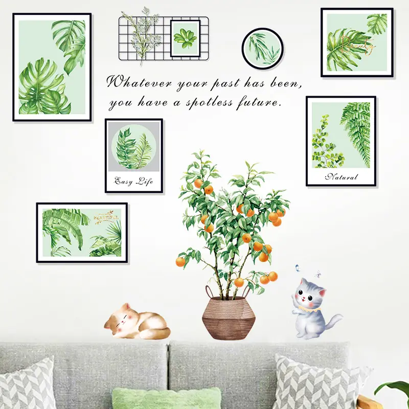 Extraíble verde maceta plantas flores pegatinas de pared dormitorio sala de estar decoración Mural calcomanías plantas papel de pared decoración del hogar