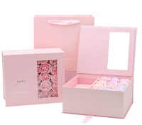 Boîte de fenêtre en carton mat de luxe emballage personnalisé de ruban boîtes à fleurs UV avantage gaufrage impression manipulation artisanat