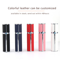 Flacons de parfum en cuir PU de 10 ml, vaporisateur personnalisé, impression sur écran, métal, portable, voyage, luxueux, brillant