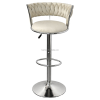 Chaise de bar vintage en velours, dossier tissé rembourré, hauteur réglable, repose-pieds, tabourets de bar pour îlot de cuisine, restaurant, bureau