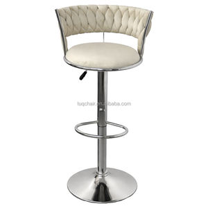 <span class=keywords><strong>Tabouret</strong></span> <span class=keywords><strong>de</strong></span> bar vintage TUQ en velours tissé avec dossier rembourré, hauteur réglable, repose-pieds, tabourets <span class=keywords><strong>de</strong></span> bar pour cuisine, restaurant, <span class=keywords><strong>bureau</strong></span> - Product Image 2