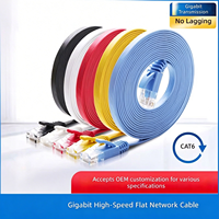 Kabel Jaringan Flat CAT6 RJ-45 Grosir, Tembaga Bebas Oksigen, Pre-terminasi, Kabel Patch Jaringan Komputer Gigabit, Tembaga Murni