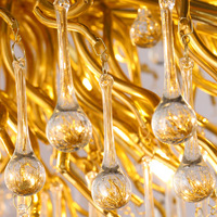 Lustre suspendu moderne en cristal doré en forme de goutte d'eau avec éclairage LED pour décoration intérieure personnalisée, salon et escalier