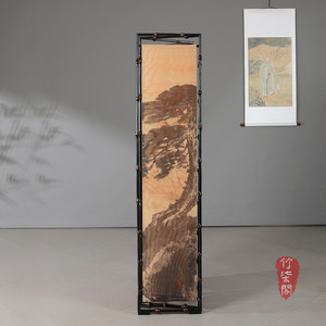 Bamboo Screen Chinese Style Folding Room Divider Translucent Print For Living Room Tea House - Product Image 4