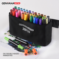 Marqueurs d'art GENVANA en gros d'usine, 36 couleurs, pointes coniques 1-6mm, double pointe, encre à base d'alcool, marqueurs professionnels pour dessin et croquis