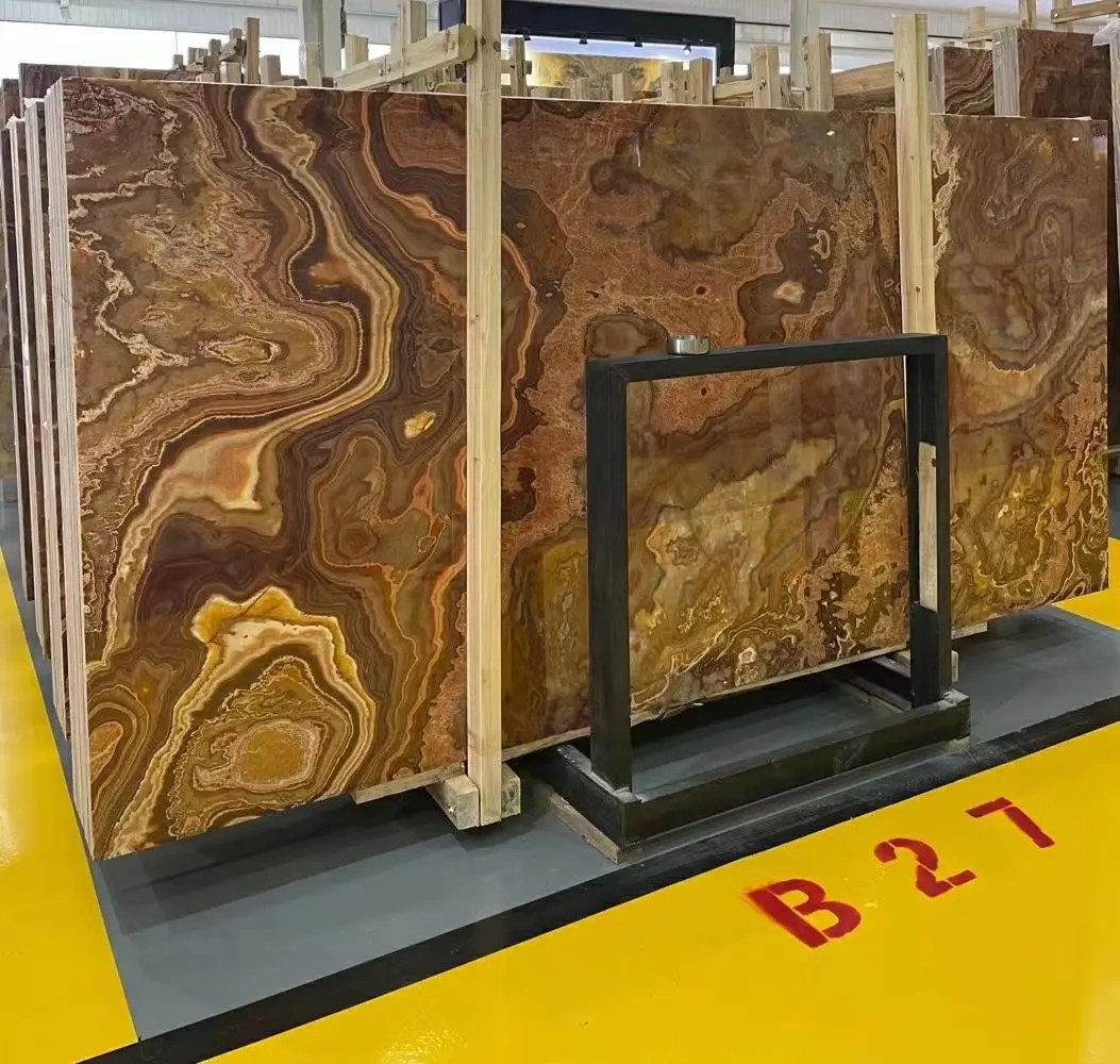 Prachtige Marmeren Platen Gouden Tijger Onyx Met Topkwaliteit