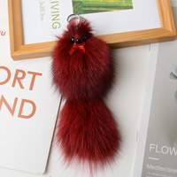 Vente en gros de petits sacs en fourrure de 15 à 16 cm, pendentif pour téléphone portable, mignon, rose, noir, rouge, gris, blanc, jouet en peluche en fourrure de renard, porte-clés avec queue
