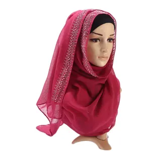 Хлопковый хиджаб bawal wrap блестящие стразы для женщин мусульманский шарф