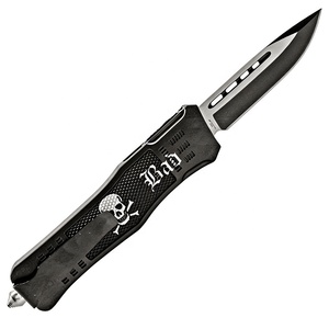Cuchillo Táctico EDC de 9 Pulgadas con Doble Acción y Deslizador de Pulgar, Acero Inoxidable, Mango de Aleación de Zinc con Diseño de Calavera, Venta al por Mayor para Pedidos Pequeños OEM - Product Image 3