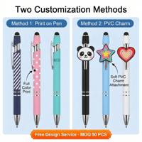 Stylet personnalisable recouvert de caoutchouc, corps multicolore, clip métallique, stylo tactile pour cadeaux d'affaires et de bureau
